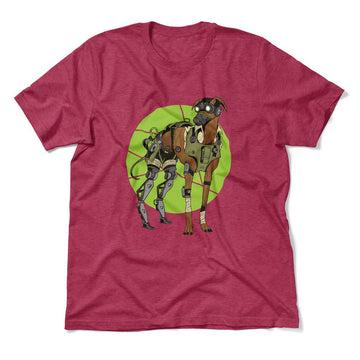 Cyber Greyhound Dog Men/Unisex T-Shirt in Heather Raspberry color